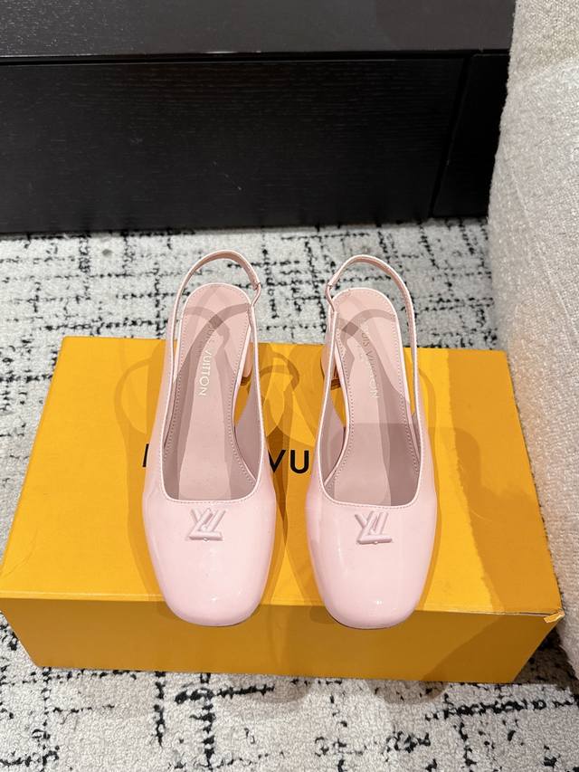 Louis Vuitton 25 Swing Latest Round-Toe Open-Back 5.5-Inch Chunky Heel Mary Jane