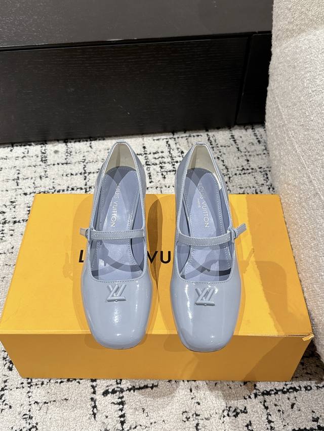 Louis Vuitton 25 Swing Latest Round-Toe Buckle 5.5-Inch Heel Mary Jane Shoes Sim