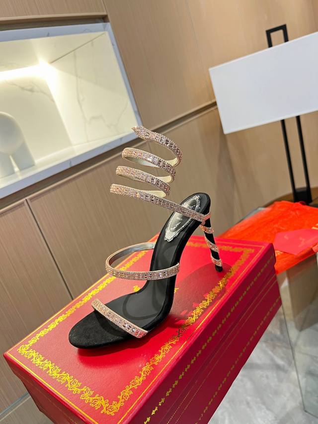 R C Latest Rc Snake-Shaped Viral Cleo Series, Crystal-Wrapped Ankle Strap High-H