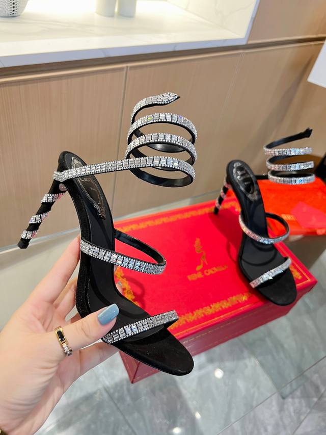 R C Latest Rc Snake-Inspired Cleo Series, Crystal-Wrapped Ankle Strap High-Heel
