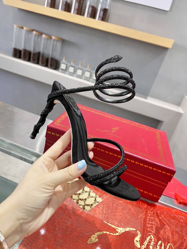 R C Heavy-Duty Rc Snake-Shaped Cleo Series, Crystal-Wrapped Ankle Strap High-Hee