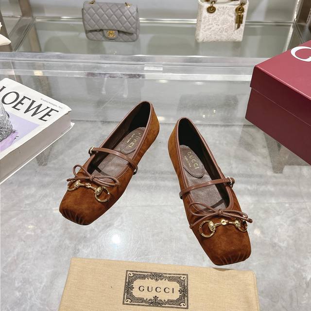 9099-10 Brown 35-42 This Horsebit Ballet Flat Features A Square Toe Design And E