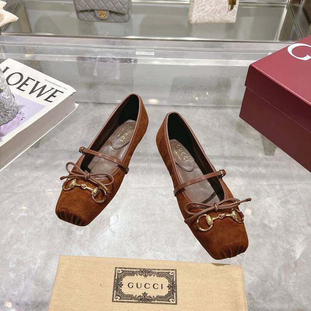 9099-10+ Brown 35-42 This Horsebit-Style Ballet Flat Features A Square Toe Desig