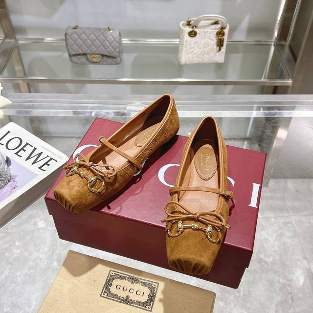 9099-10+ Brown 35-42 This Horsebit-Inspired Ballet Flat Features A Square Toe De