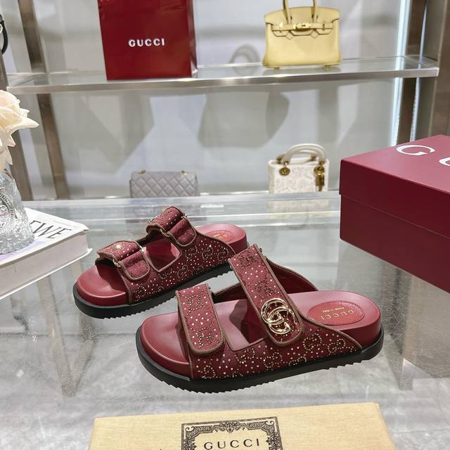 9115-8 Burgundy G Diamond 35-42 This Piece Is Part Of The Gucci Lido Collection,