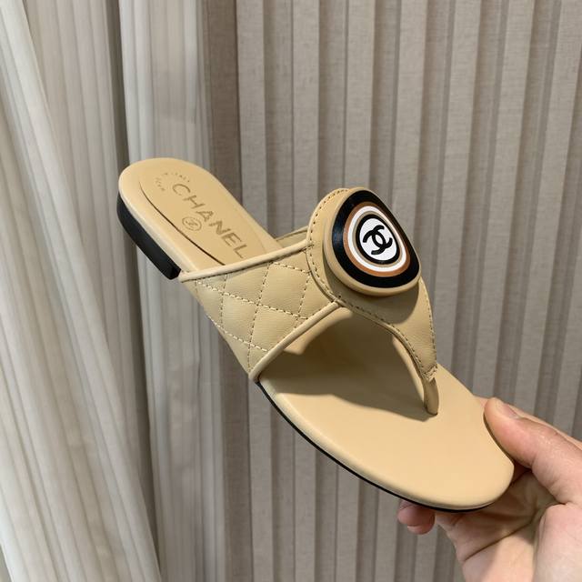 Chane*|Chanel 25P Spring/Summer New Arrival Double C Flat Sandals Summer Sandals