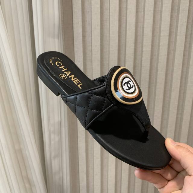 Chane* | Chanel 25P Spring/Summer New Arrival Double C Flat Sandals Summer Flip-