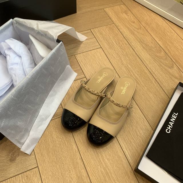 24Ss Summer New Arrival Chane* Mini Chanel-Style Half-Slip-On Sandals Half-Slip-
