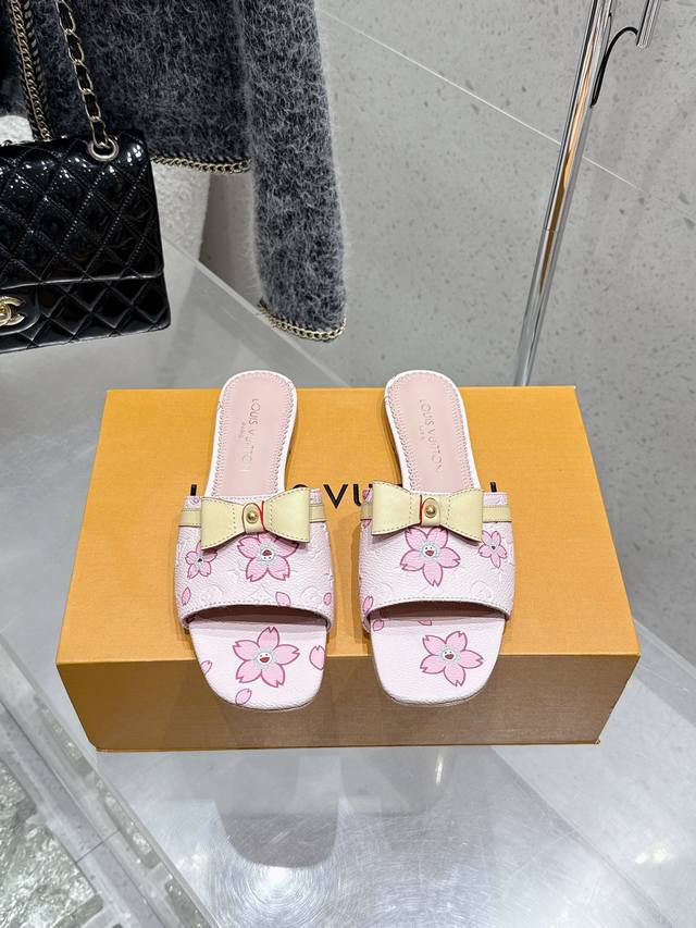 Louisvuitton 2024 Spring/Summer New Arrival Bow-Knot Heeled Sandals It's Hard No