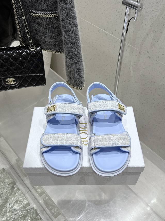 Premium-Grade Dior 25 Dioract Flat Open-Toe Sandals With A Single Strap, Beach F