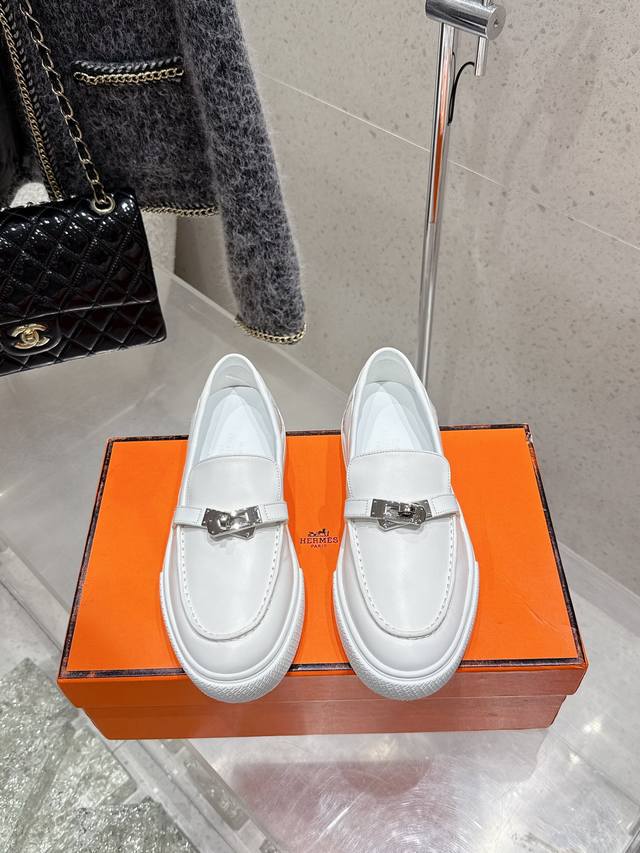 Premium Grade Couple's Set Men's Size 10 Hermes Kelly Buckle Thick-Soled Loafer