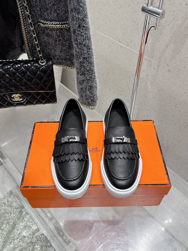 Premium Grade Couple's Set Men's Size 10 Hermes Kelly Buckle Thick-Soled Loafer