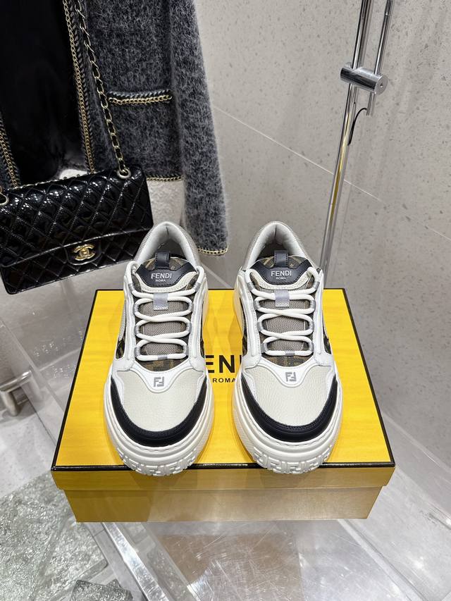 Top-Tier Version Men's Fendi 2025 Spring/Summer New-Style Thick-Soled Sneakers,