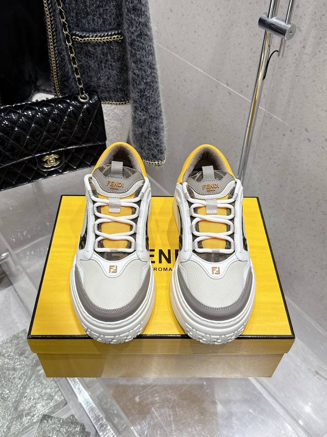 Top-Tier Version Men's Fendi 2025 Spring/Summer New-Style Thick-Soled Sneakers,