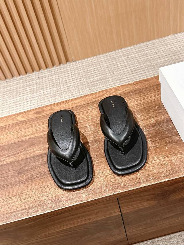 Made In Guangdong The Row New Style Square-Toe Flat Beach Flip-Flops Simple And