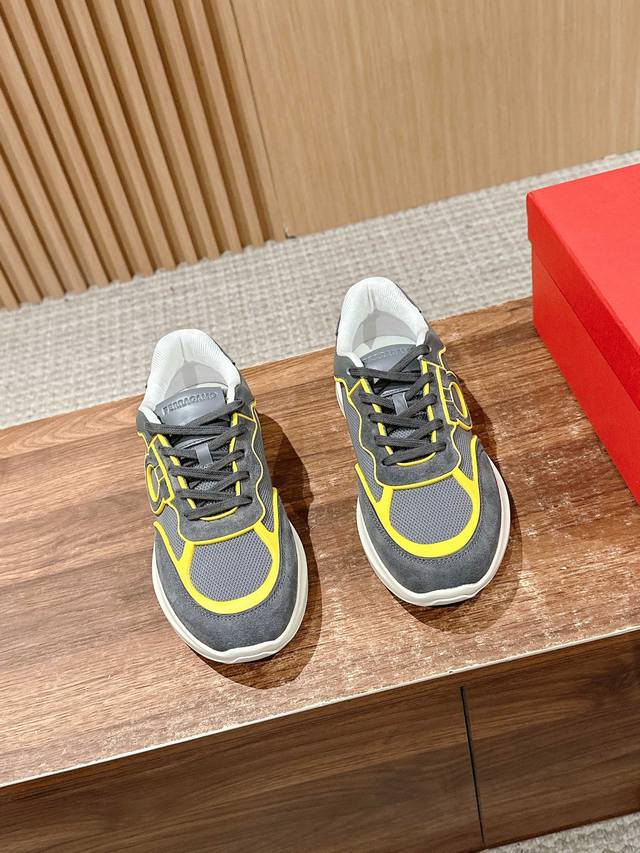 Men's Sizes Only # Ferragamo New Thick-Soled Casual Sneakers This Urban-Style Ca