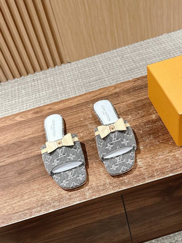 Donkey Brand New Denim Jeans Series Small Butterfly Flat Sandals Printed Sandals