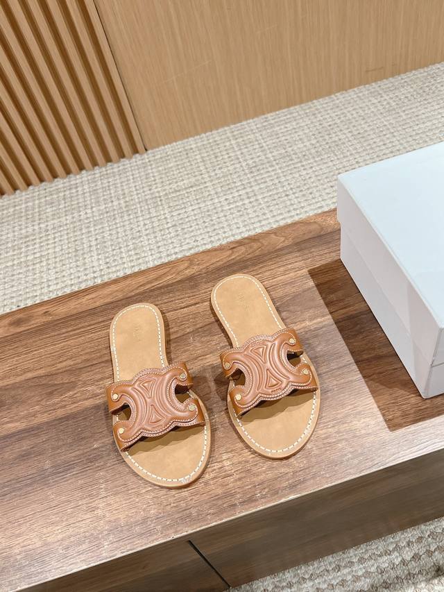 Sylin Triumph Arch Pure Leather Slippers New Arrival The Three-Dimensional Pure