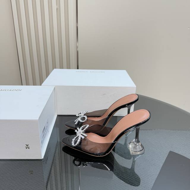 Top-Tier Version Amina Muaddi Sparkling Diamond-Embellished High-Heel Sandals. A