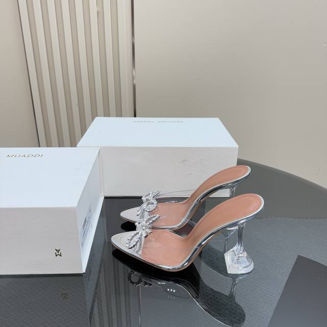 Top-Tier Version Amina Muaddi Sparkling Diamond-Embellished High-Heel Sandals. A