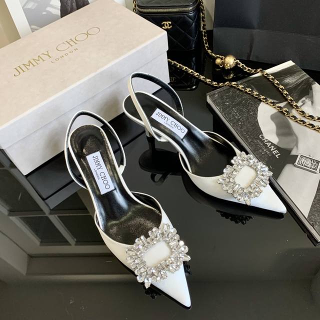 Orange Factory Price P Jimmy Choo Zhou Yangjie Jc Crystal Buckle Pointed-Toe Hig