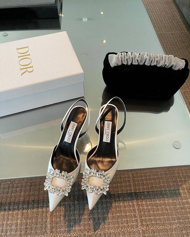 Orange Factory Price P Jimmy Choo Zhou Yangjie Jc Crystal Buckle Pointed-Toe Hig