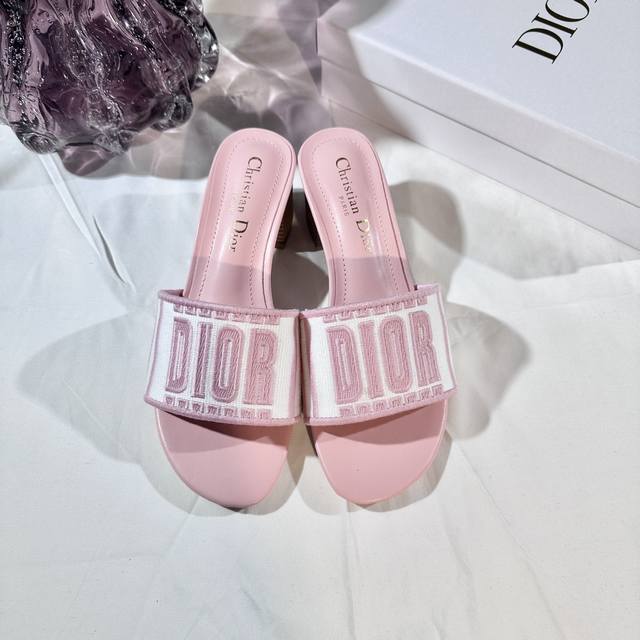 Factory: Dior Spring/Summer New Arrival 3D Letter Embroidered Chunky Heeled Sand