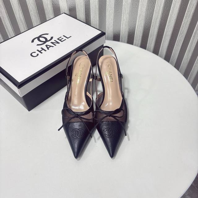 Factory: Chanel Classic Butterfly Bow Mesh Toe High-Heel Sandals High-Heel Shoes