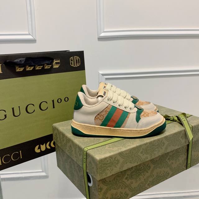 Orange Factory Price P Gucci Classic Style Vintage-Washed Sneakers Casual Shoes