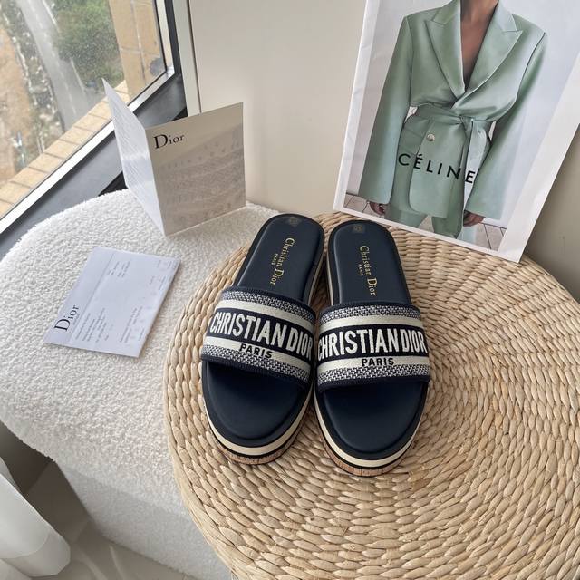 Orange Factory Price P Dior Spring/Summer New Arrival Embroidered Thick-Soled Sl