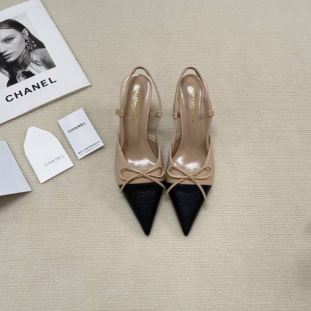 Orange Factory Price P Chanel Classic Butterfly Bow Mesh Toe High-Heel Sandals H