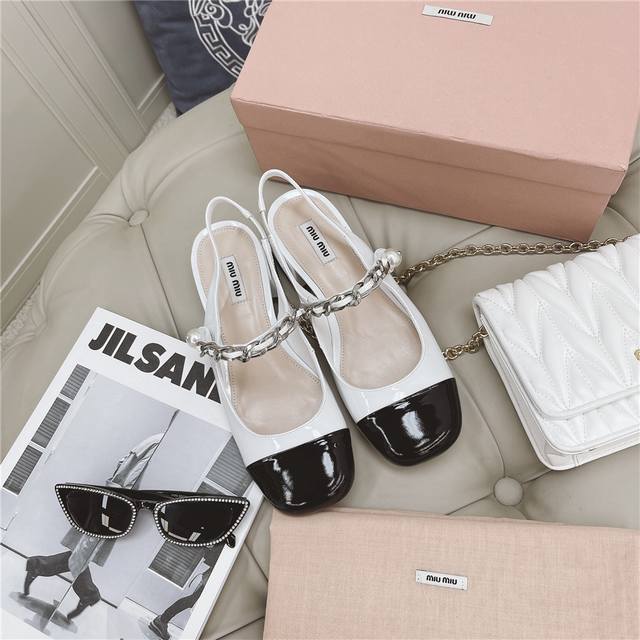 Orange Factory Price P Miumiu Miu Miu Early Spring New Arrival Pearl Mary Jane S