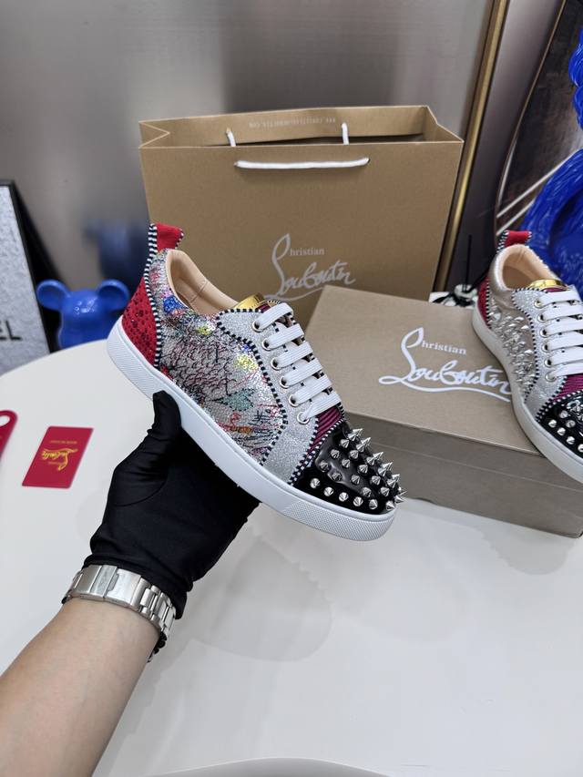 Orange Factory Price P, Men's Size 10 Custom Edition Christian Louboutin Cl Low-