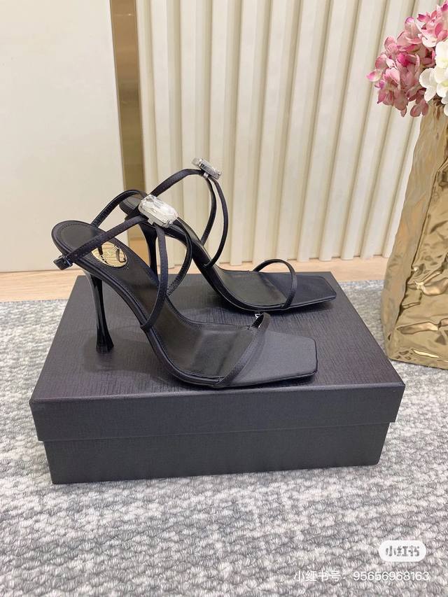 Orange Factory Price P Saint Laurent Ysl New Arrival Crystal-Studded Strappy Hig