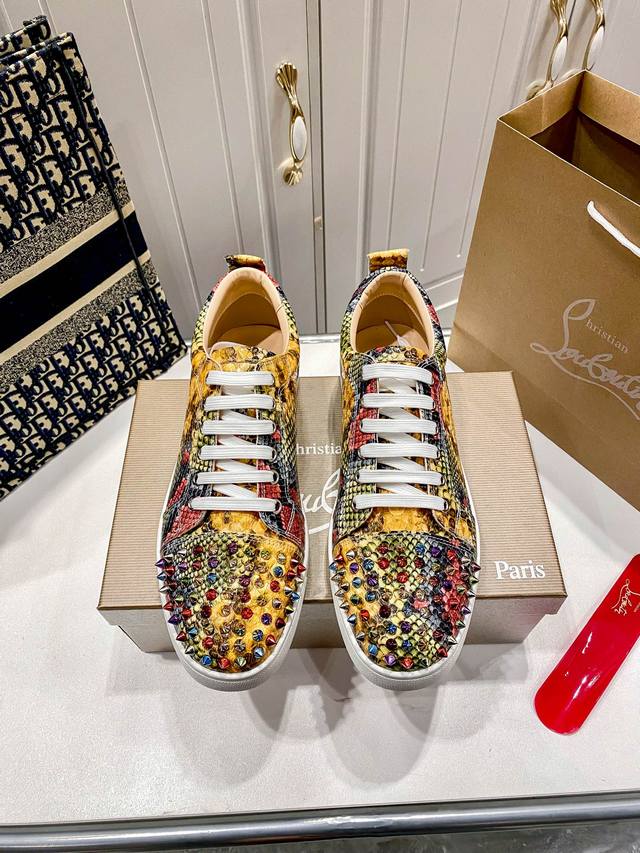 Orange Factory Price P, Men's Size 10 Custom Edition Christian Louboutin Cl Low-