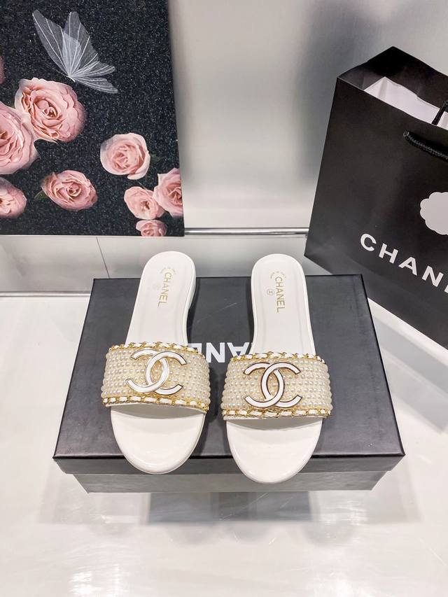 Orange Factory Price P Chanel Spring/Summer New Arrival C-Buckle Pearl Sandals E