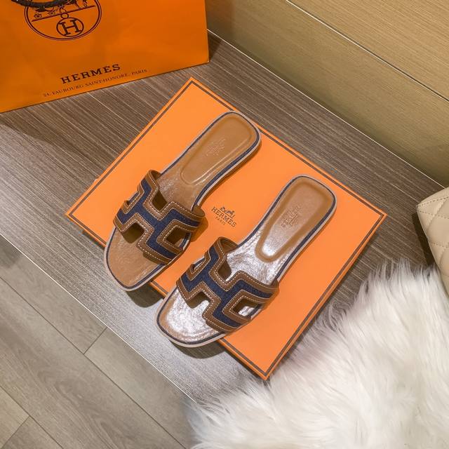 Factory: Hermes Summer Classic Color-Block H-Strap Flat Sandals For Travel And V