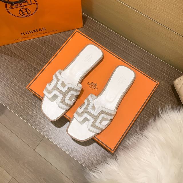 Factory: Hermes Summer Classic Color-Block H-Strap Flat Sandals For Travel And V