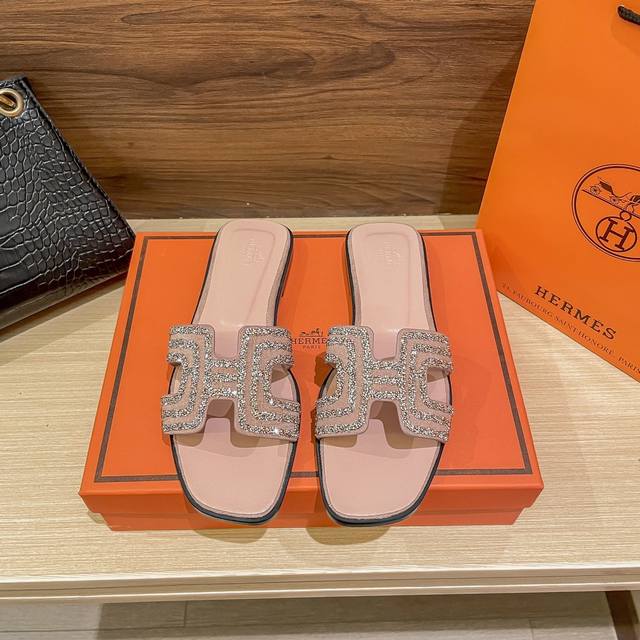 Factory: Hermes Summer Classic Water Drill H-Strap Flat Sandals Travel Vacation