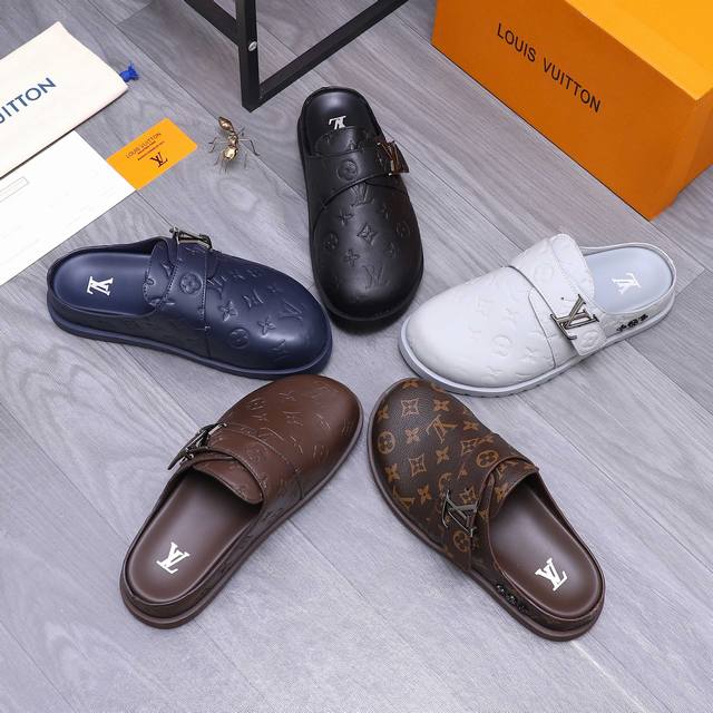 Product Trademark: Lv [Louis Vuitton] Half-Slip-On Slippers Standard Size. Sizes
