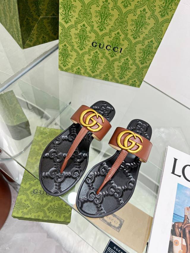 Gucc! Gucci's Latest Flat Sandals Are Now Available. 1:1 Replica Of The Original