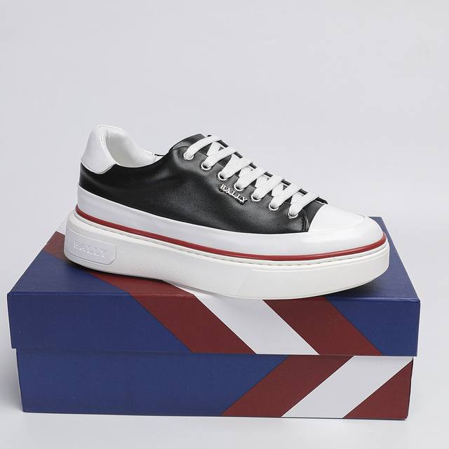 B Home New Arrival, Black Cowhide Leather Upper With White Cowhide Leather Accen