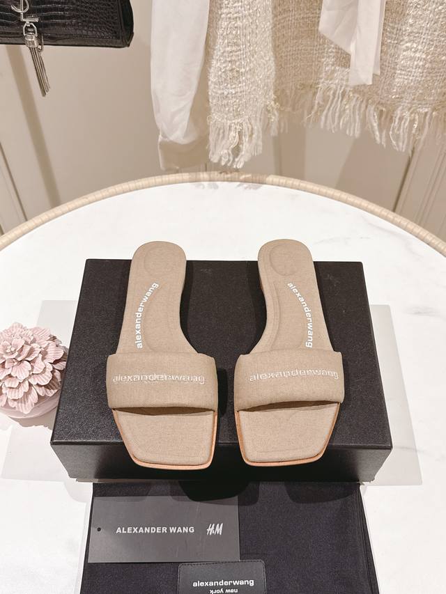 As Seen, As Delivered. Authentic Quality. Alexander Wang 2025 Flat Denim Sandals