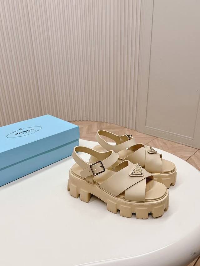 Actual Price: Ultra-Popular Prada Latest Spring/Summer Sawtooth Roman Thick-Sole