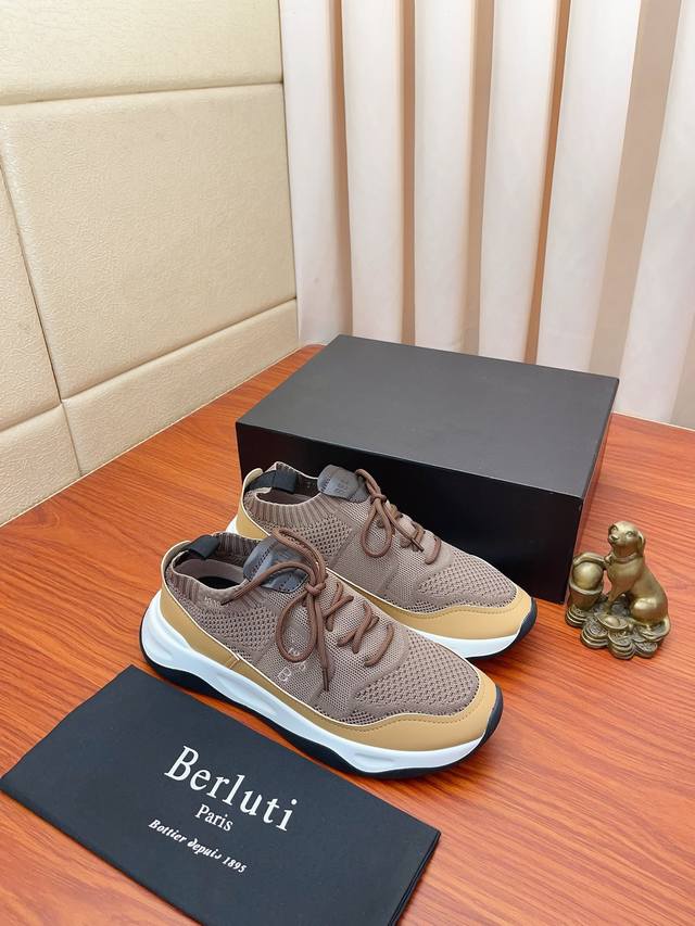 Actual Price: Berlut* Bruti New Arrival Shadow Knit And Leather Sneakers This So