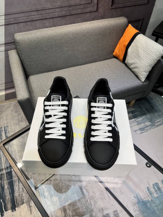 Versace Official White Sneakers, Now Available At The Store! Made From Top-Grain