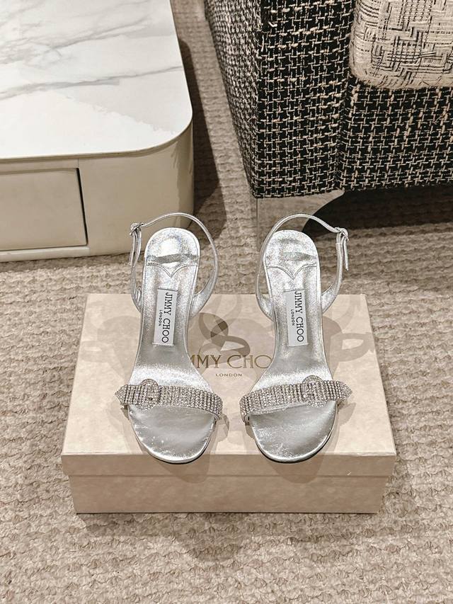 Jimmy Choo 2025 Spring/Summer New One-Strap Crystal-Embellished High-Heel Sandal