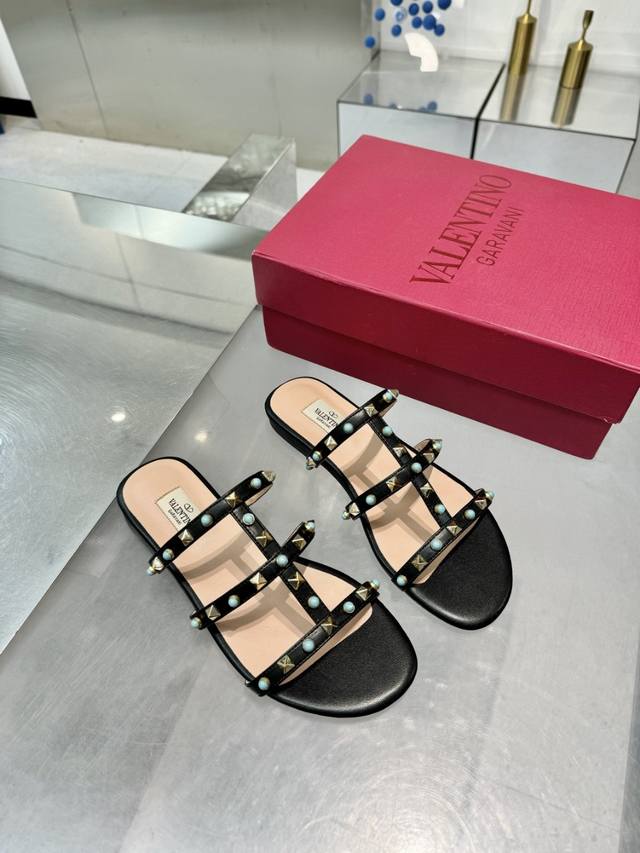 Factory P Leather Sole Rubber Sole Valentino New Arrival Classic Small Stud Hard