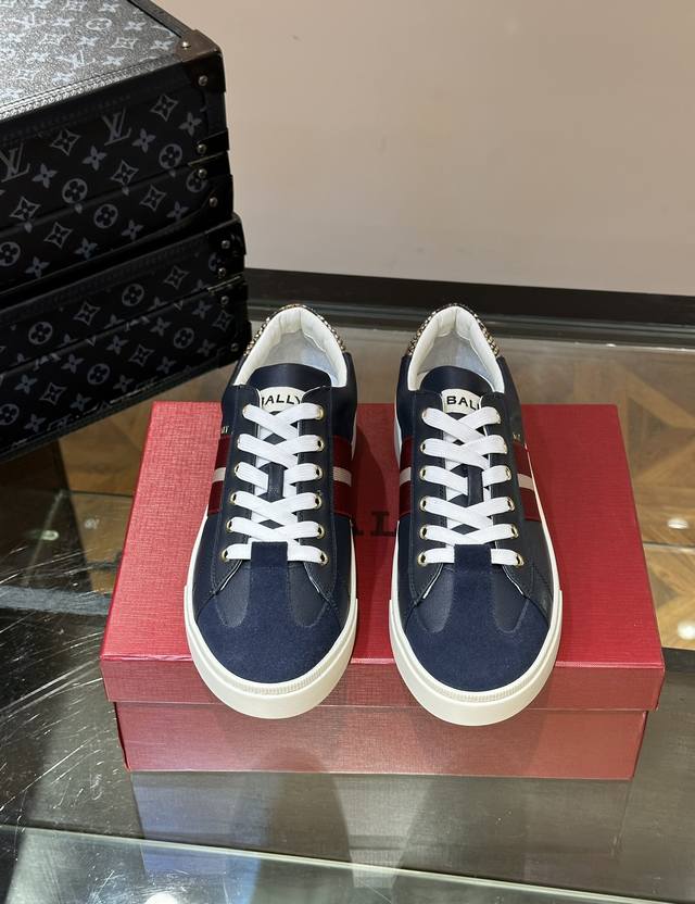 Factory Price Bally New Men's Leather Casual Sneakers. These Sneakers Feature A