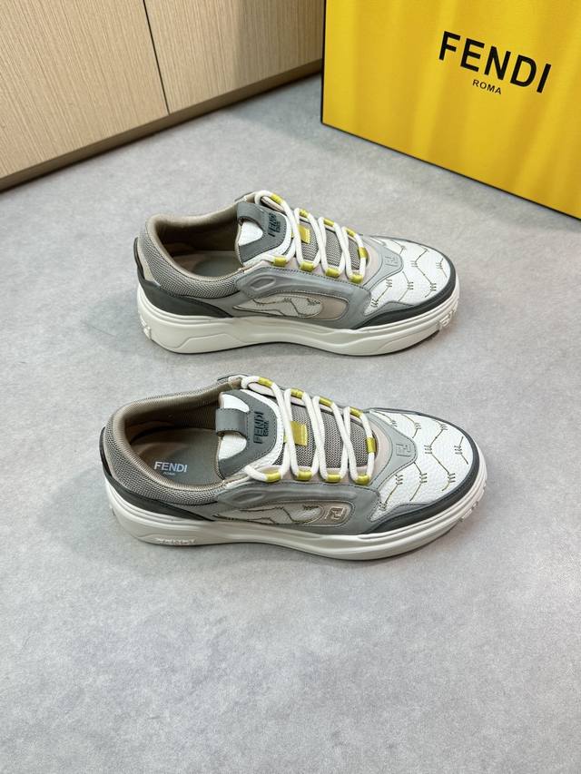 Fendi - Premium Quality Casual Sports Shoes - Upper: Napa Calf Leather, Crocodil